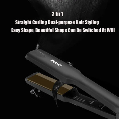 KM-329 2-IN-1 HAIR STRAIGHTENER &amp; CURLER