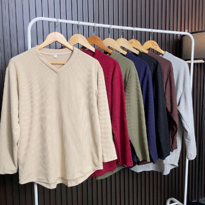 VELORA™ Pleated V-Neck Blouse