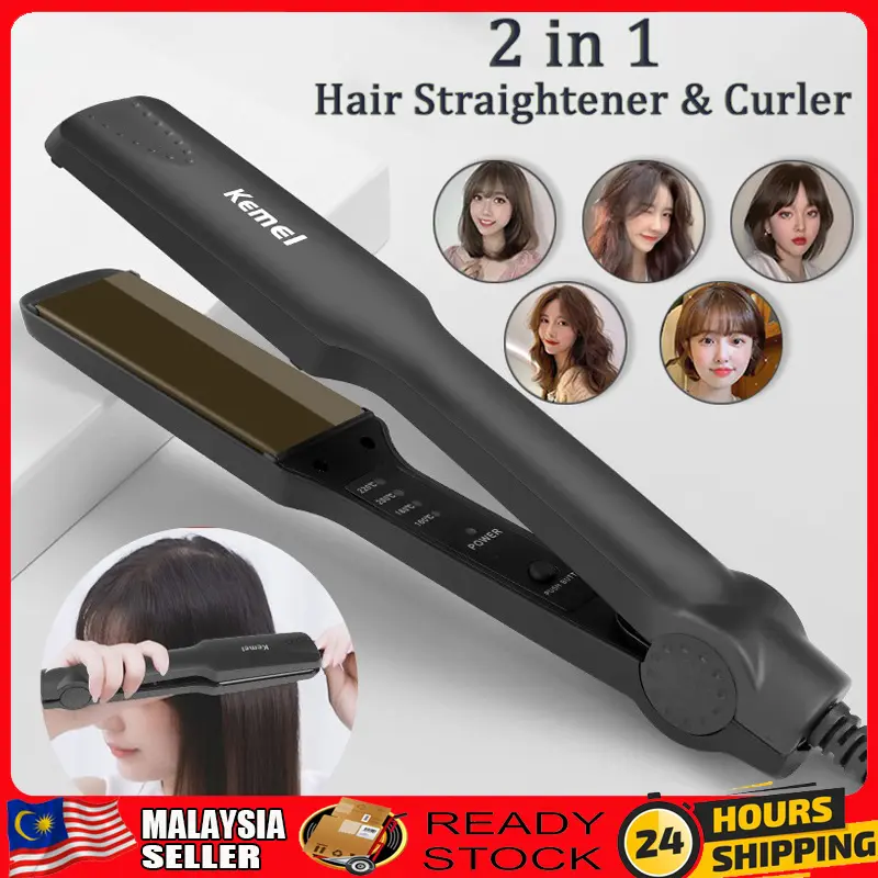 KM-329 2-IN-1 HAIR STRAIGHTENER &amp; CURLER